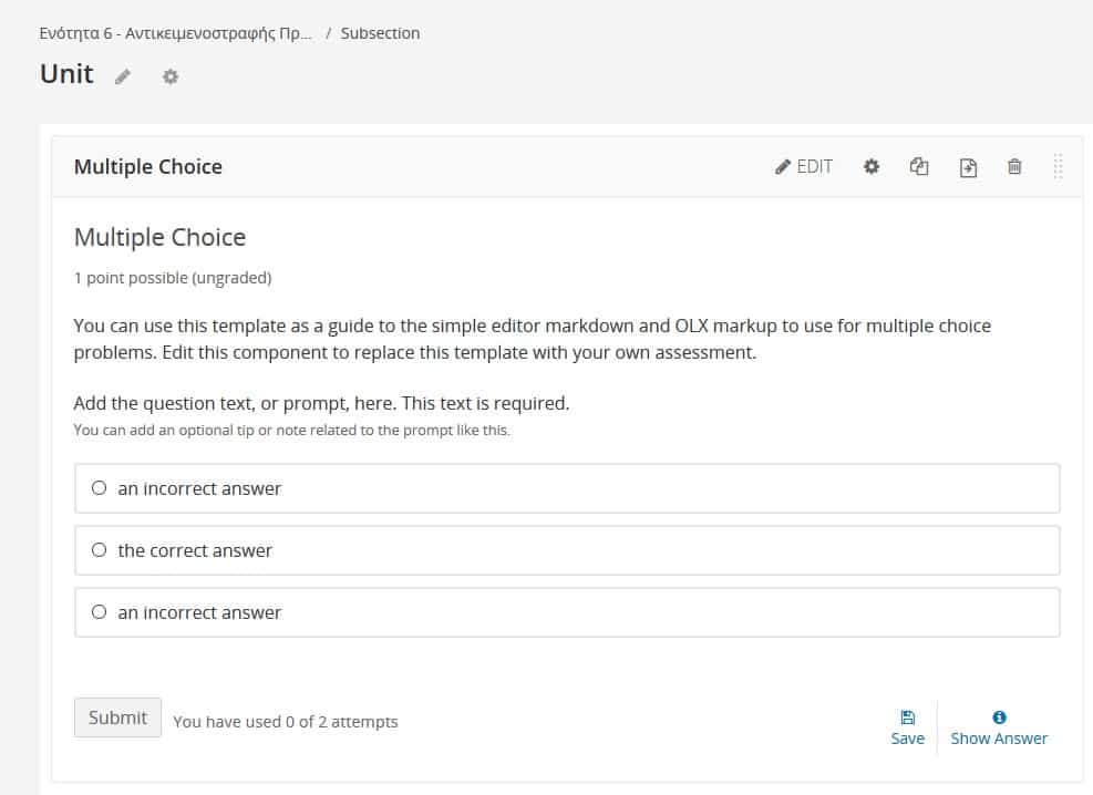 Open Edx - Multiple Choice