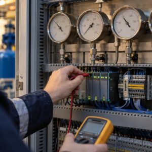 Πίνακας αισθητήρων με αναλογικά όργανα μέτρησης σε βιομηχανικό περιβάλλον